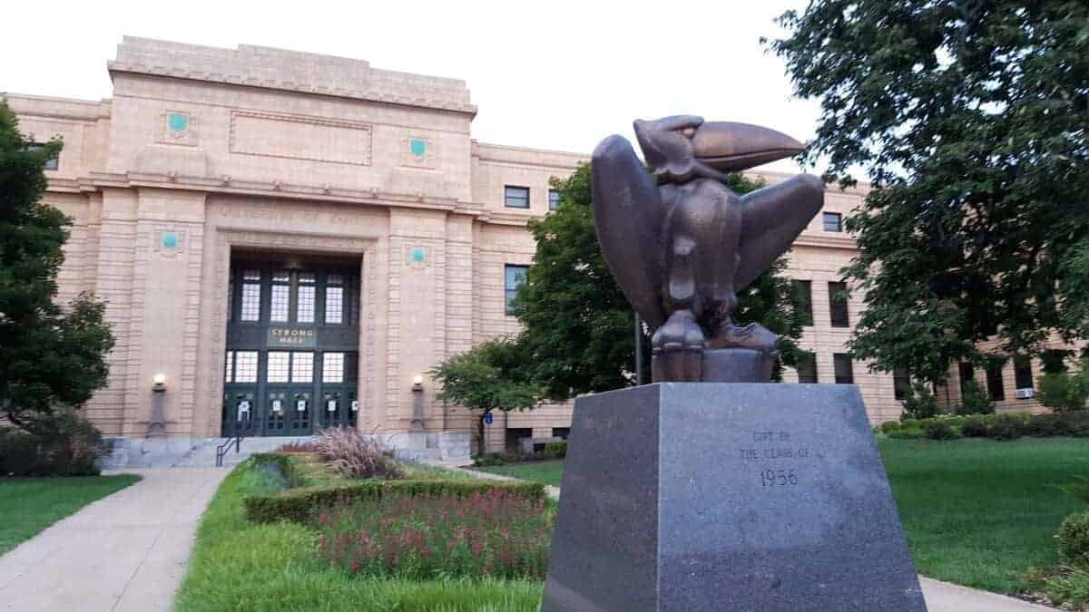 Strong Hall at the University of Kansas on August 22, 2020.