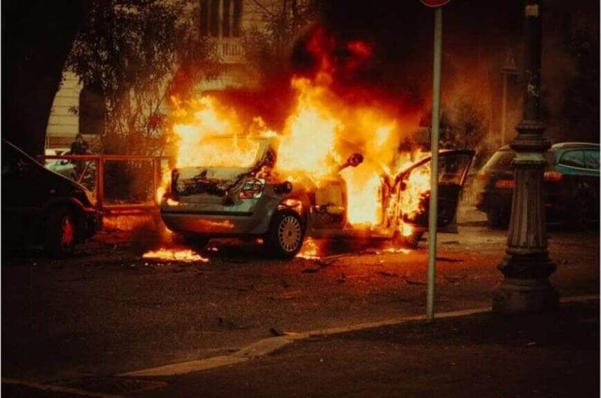 Ev batteries first responders encountered on fire