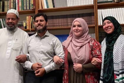 Layla Soliz, second from right, with her husband Zanne Soliz, Zaynab Ansour Mansari and Rafiq Mahdi of the organization Muslim Community of Knoxville