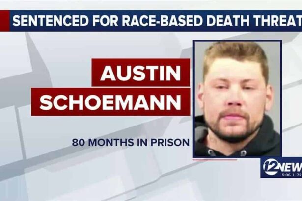 Screenshot from a news report showing the mugshot of the man charged.