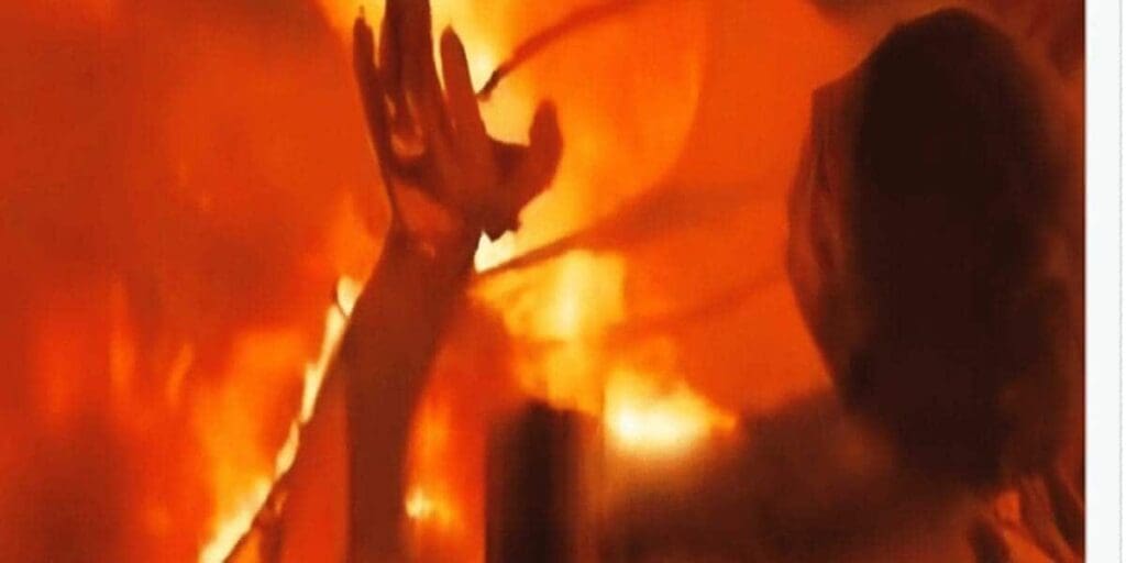 A young man burning alive in gaza