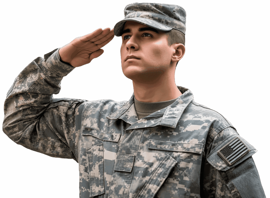 Us military: an army soldier salutes