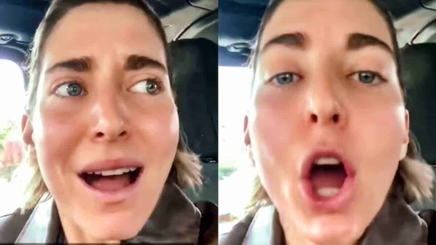 Woman recording a video in her car