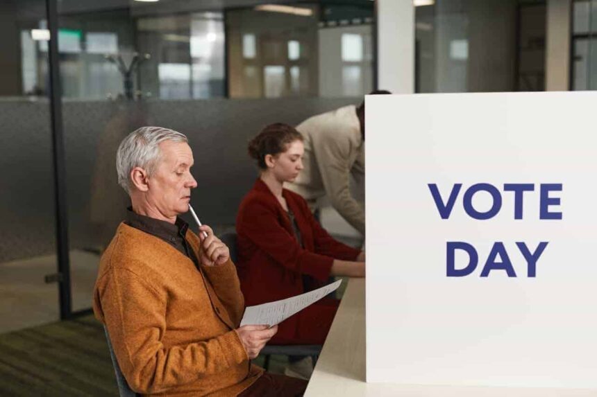 Voters voting at a polling place