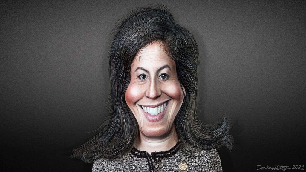 Caricature of trump pick elise stefanik