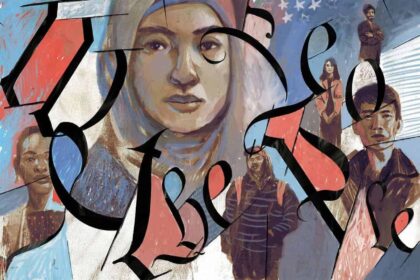 Mural of diverse people with the words “We the people”