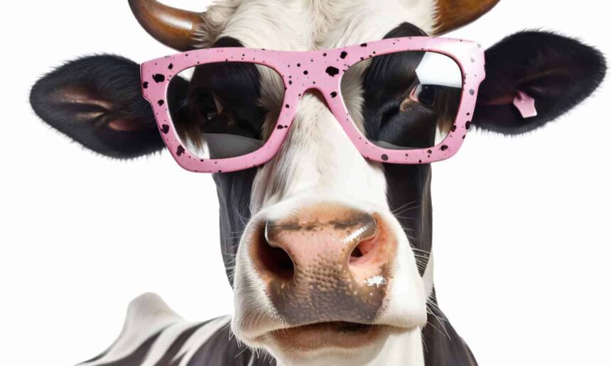 Raw milk avian flu funny cow wearing pink sunglasses