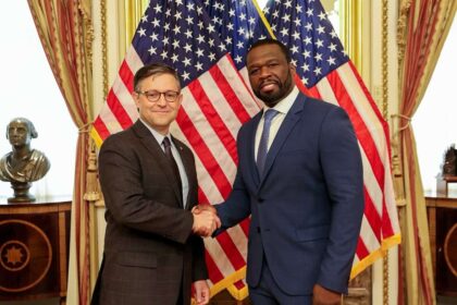 Speaker Mike Johnson and rapper 50 Cent