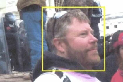 Eric Lee Peterson, of Kansas City, Missouri, pleaded guilty to knowingly and unlawfully entering the U.S. Capitol on Jan. 6, 2021. In this Department of Justice photo, he is shown during the U.S. Capitol attack