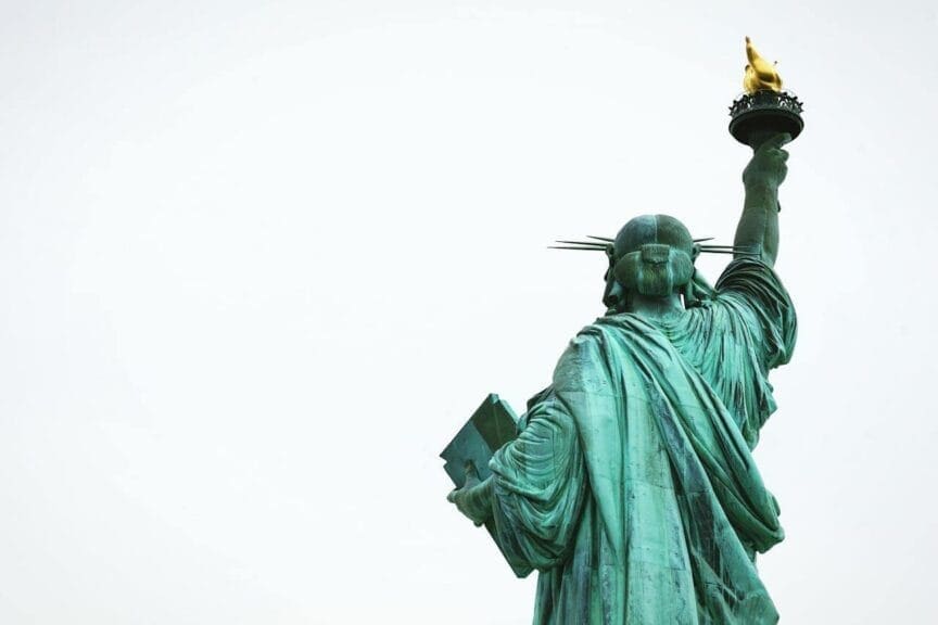 Massachusetts mother back of the statue of liberty