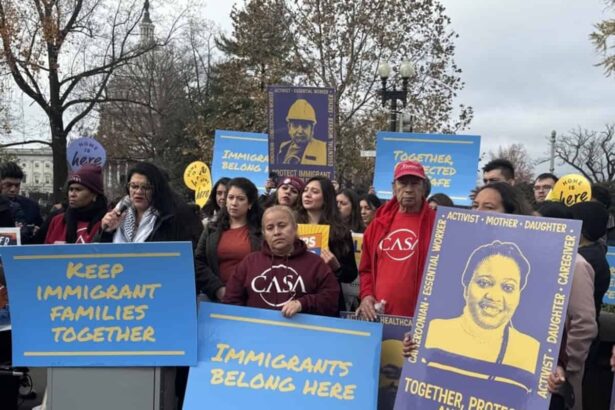 Rashida tlaib takes part in an immigration protest