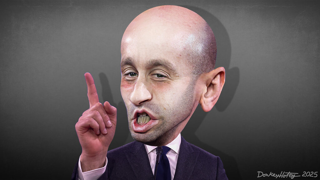 Caricature of a stephen miller speech