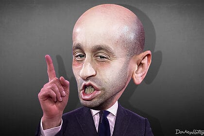 Caricature of a stephen miller speech