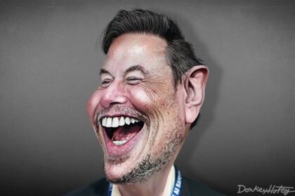 Caricature of Elon Musk