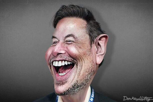 Caricature of elon musk