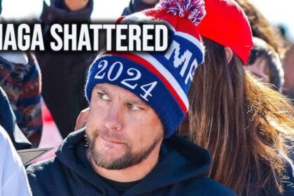 Trump supporter wearing a Trump 2024 beanie