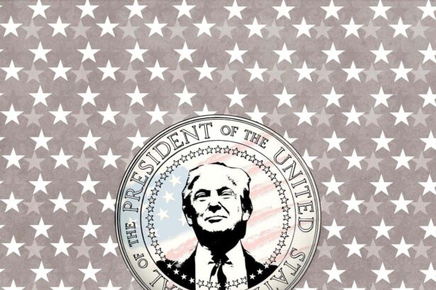 Illustration of trump’s face on the u. S. Presidential seal