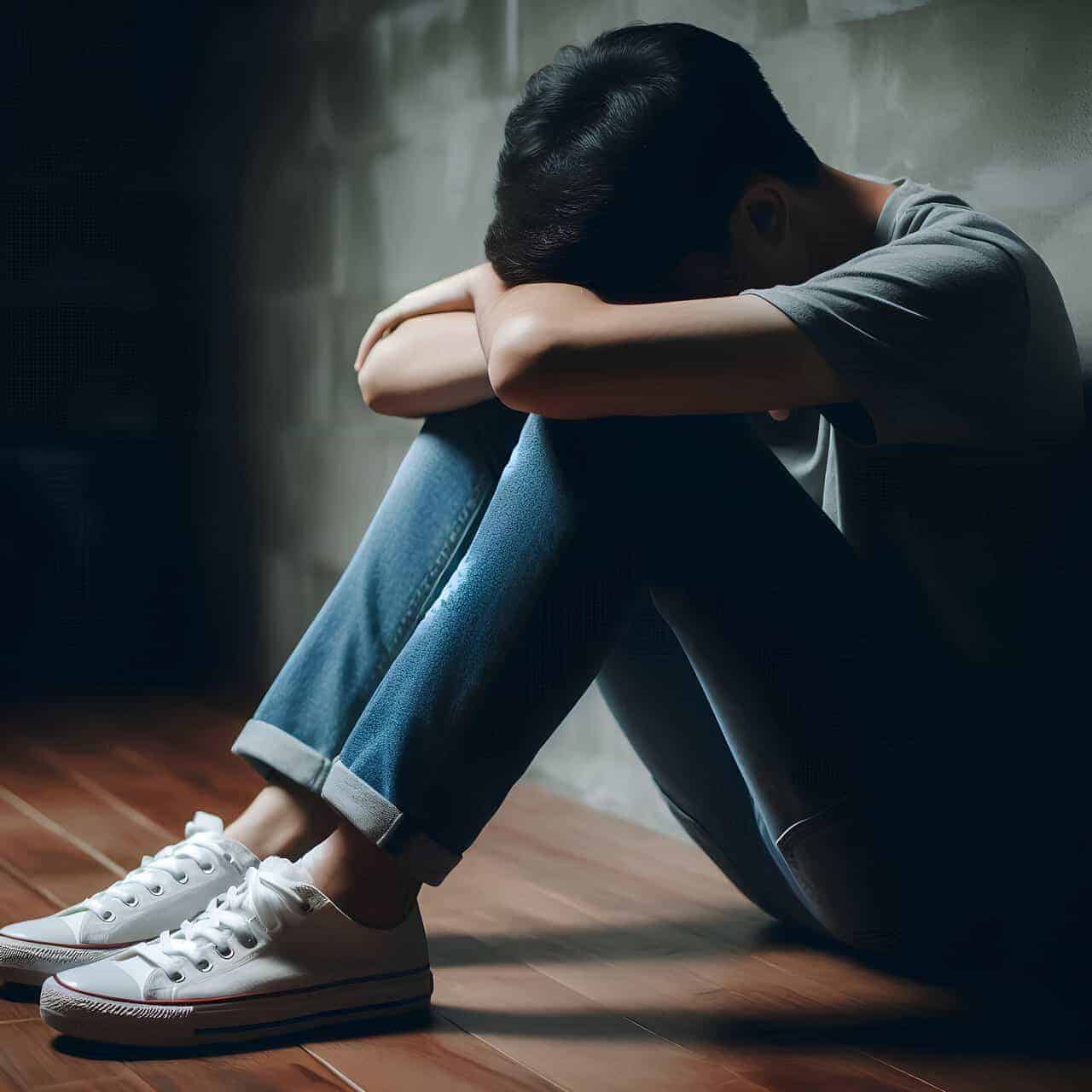 Depressed teen boy