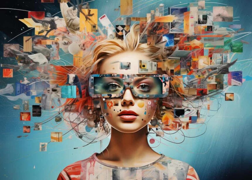 Ai generated image of a digitized young blond girl