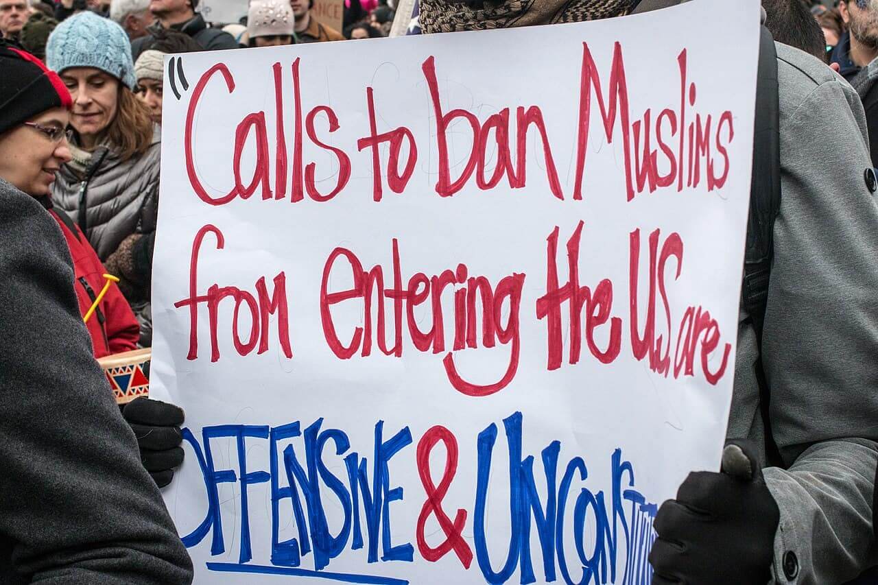 Protest of trump’s muslim ban in 2017.
