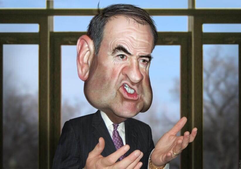 Caricature of Mike Huckabee Christian zionism