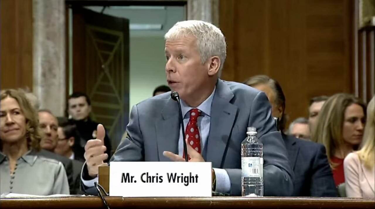Chris wright during the senate confirmation hearing for energy secretary