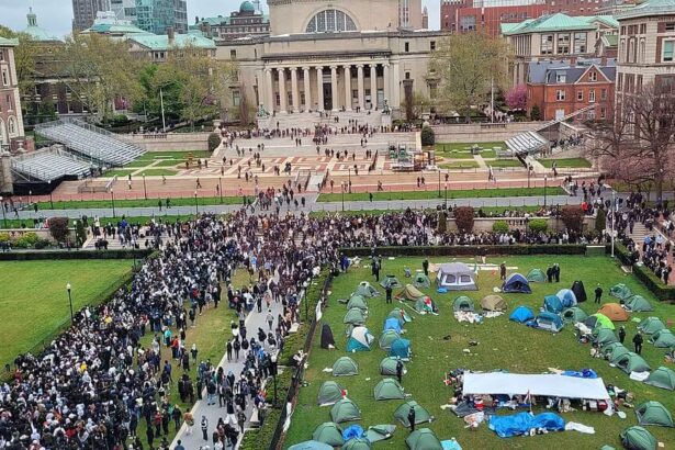 Columbia university encampment following arrests by nypd