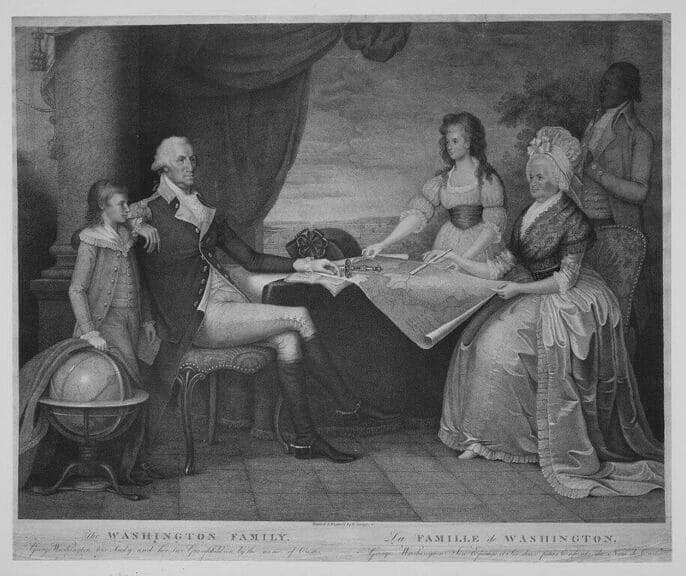 george washington family Isolationism photo of george washington and his family seated at a table