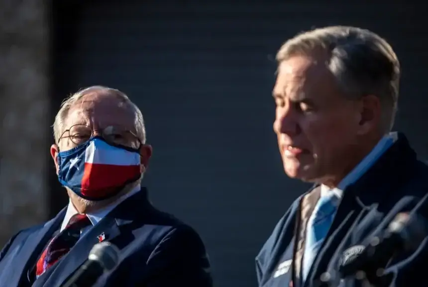 greg abbott Dr. John hellerstedt, left, looks on at a news conference in austin on dec. 17, 2020 as gov. Greg abbott speaks about the covid-19 pfizer vaccines that had been sent to hospitals across texas.