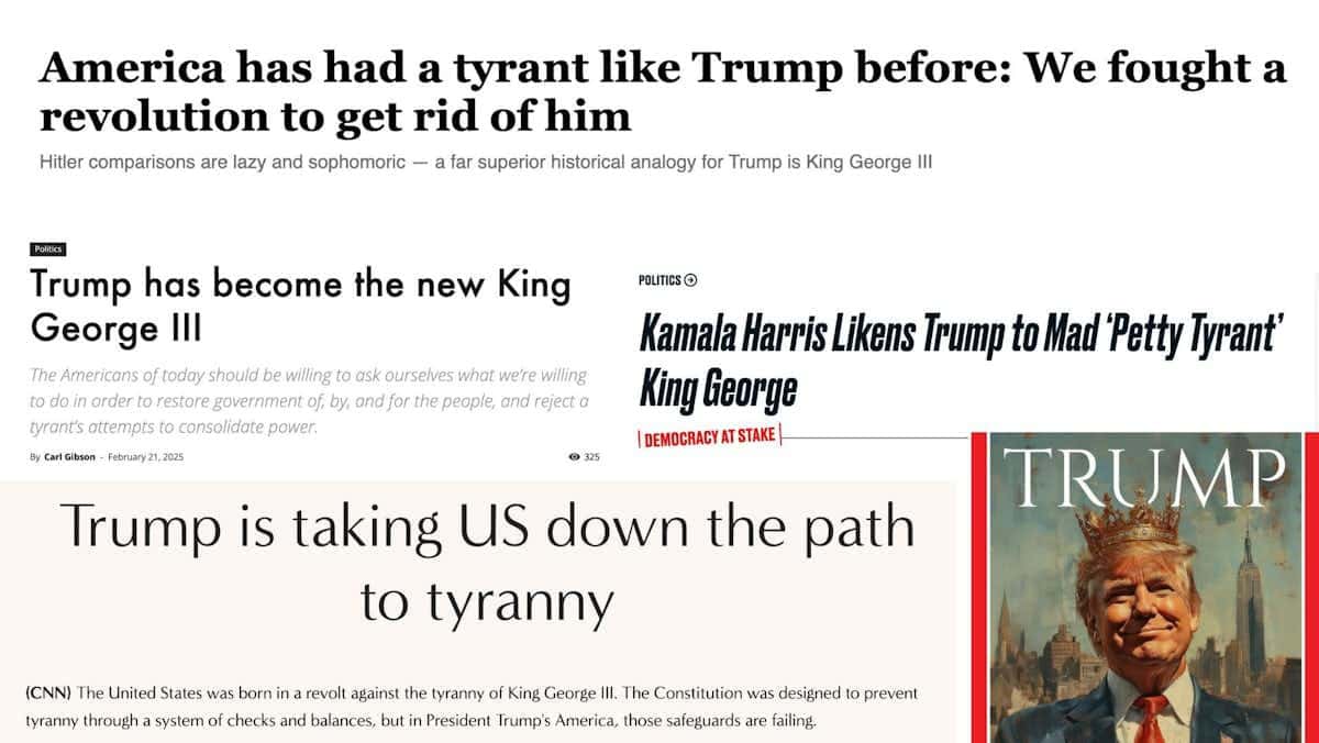 trump and king george iii references Comparisons between trump and king george iii in the news