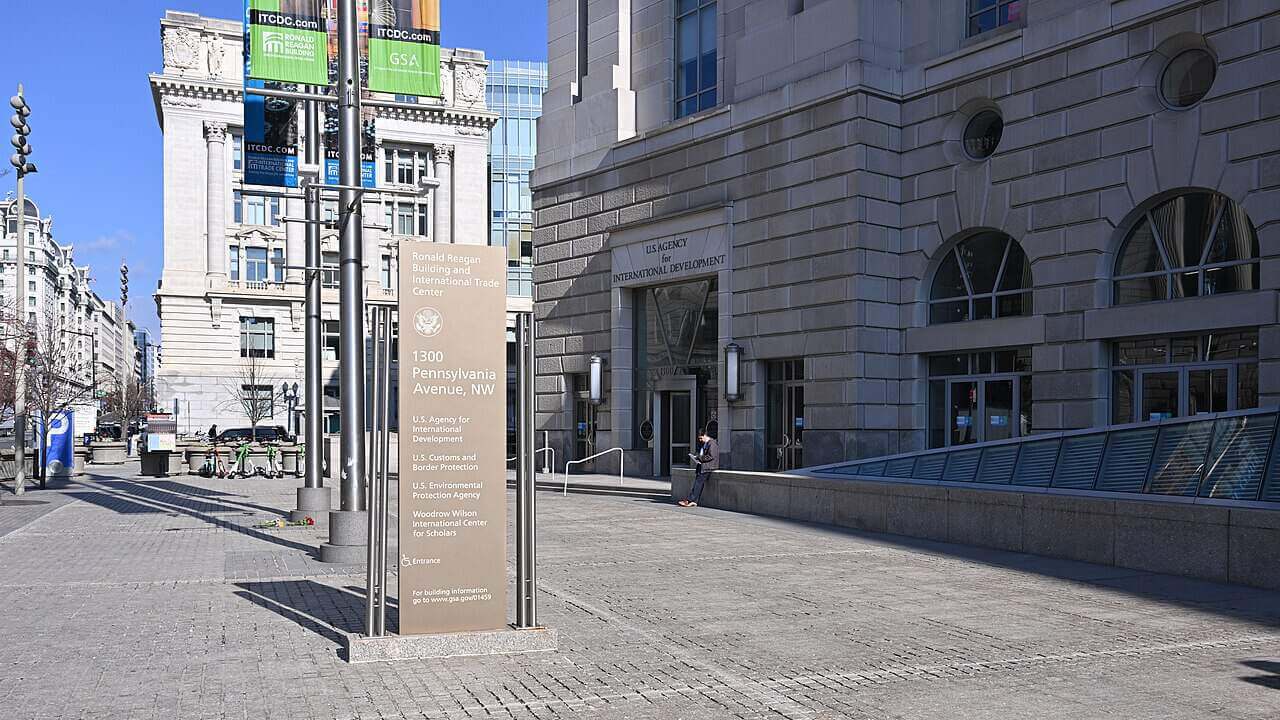 Sign in front of the USAID building