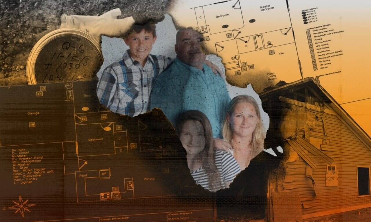 Florida arson case images in a collage