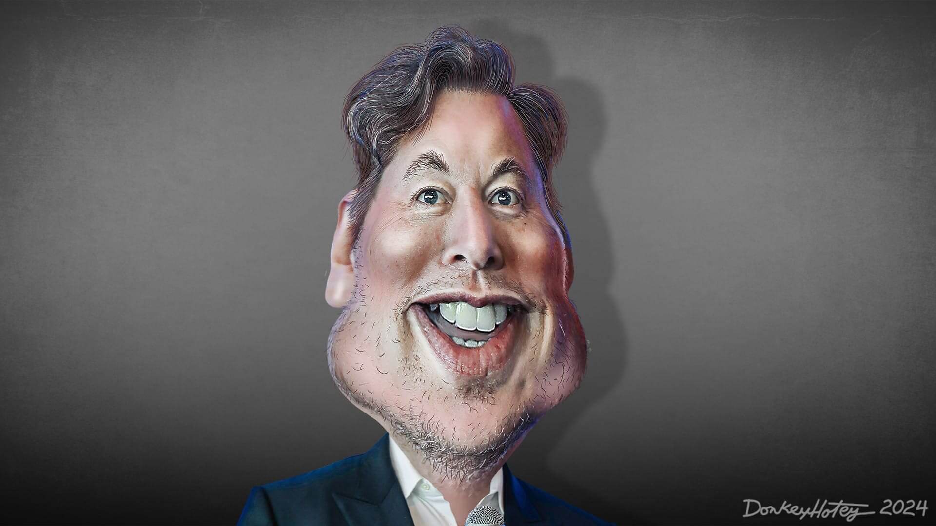 Caricature of elon musk laughing