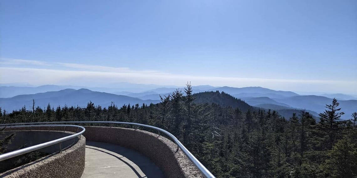 mountains view from road Great smoky mountains lookout tower