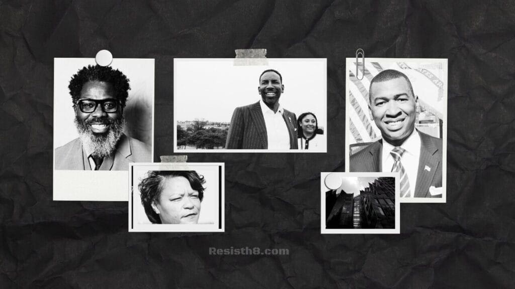 Black mayors collage that looks like a scrapbook page