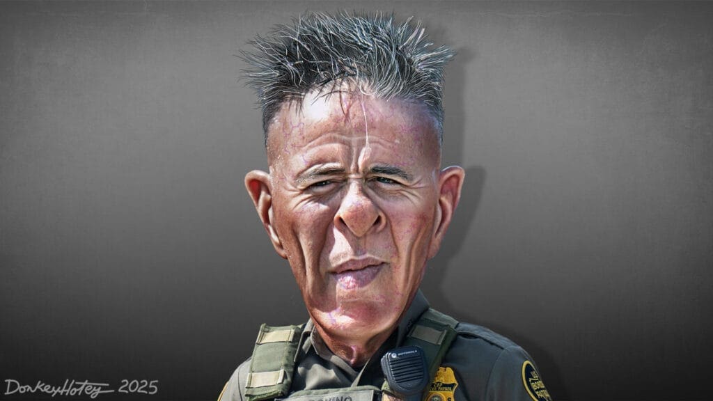 Caricature of greg bovino, head of border patrol