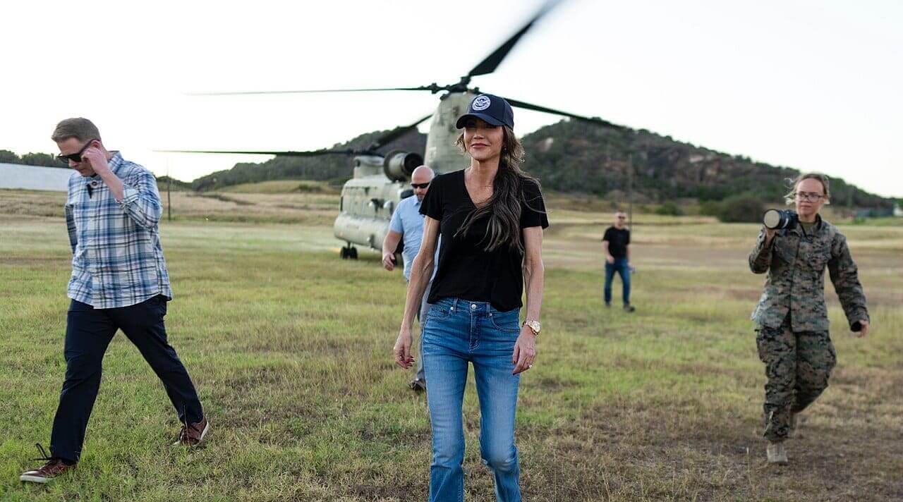 DHS Secretary Kristi Noem returns from a visit to GITMO