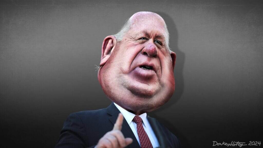 Immigration crackdown in 2026. Caricature of border czar tom homan