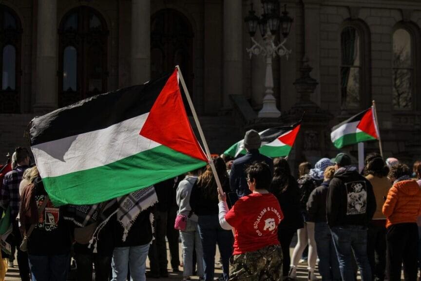 Pro-palestinian protest at the michigan capital