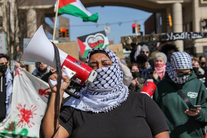 Pro-palestinian protest at the michigan capitol
