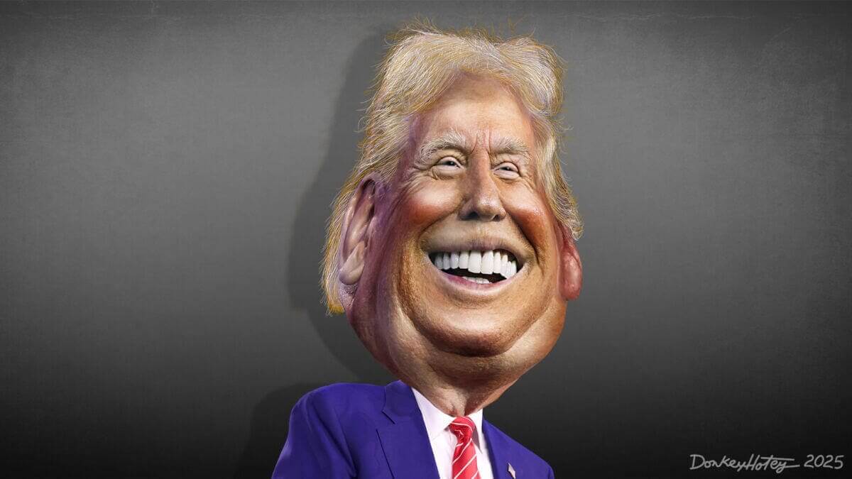 Caricature of donald trump smiling