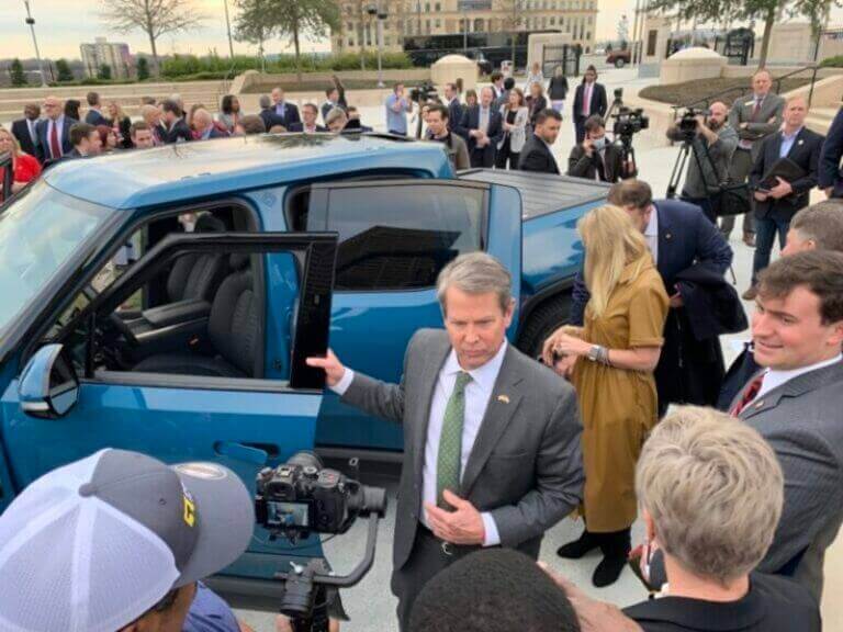 Clean projects being gutted in georgia. Brian kemp exits an ev.