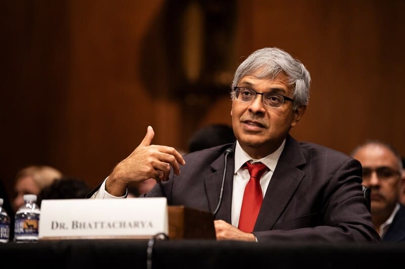 Nih workers dr. Battacharya during a congressional hearing