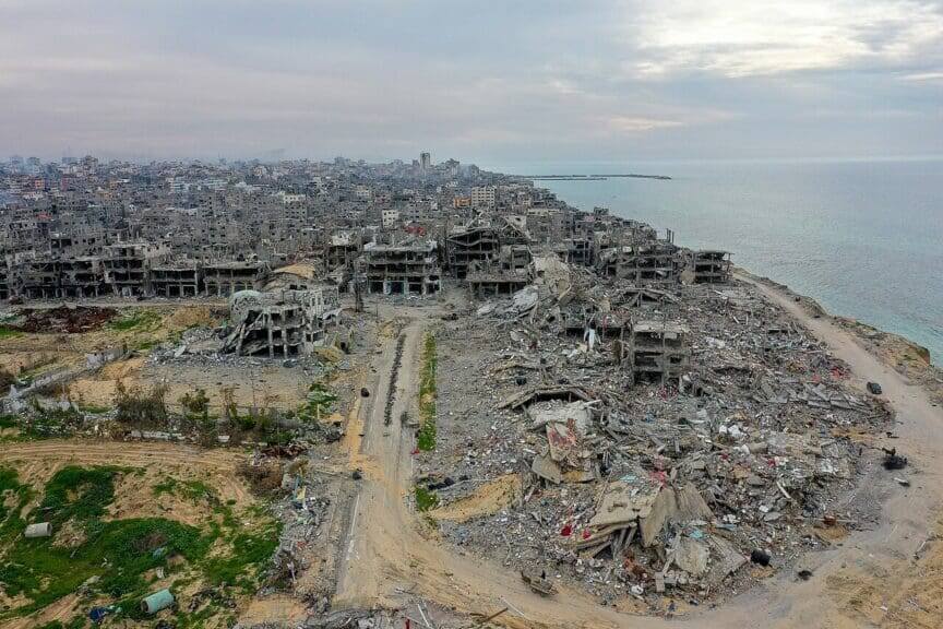 Aerial view of the destruction in gaza