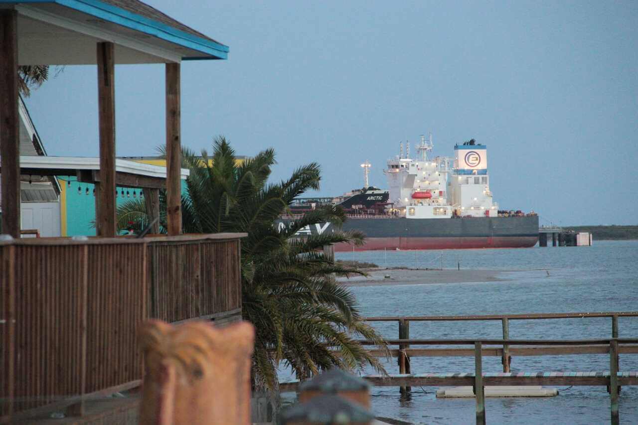 Oil tanker out in the ocean off the shore of texas
