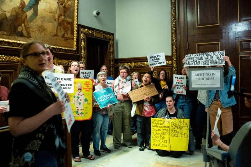 Protest against republicans going after immigrants here legally