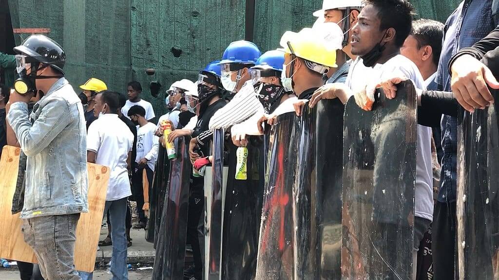 Democracy under attack Spring Revolution in Myanmar after a military coup in 2021.