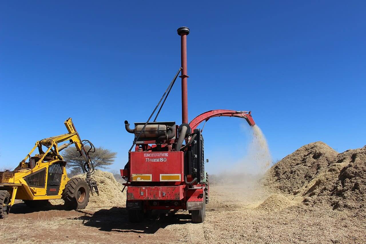 Wood pellet production process in action