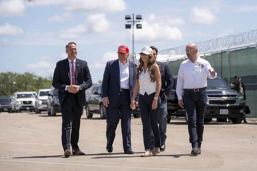The group leaving Alligator Alcatraz after their tour.
