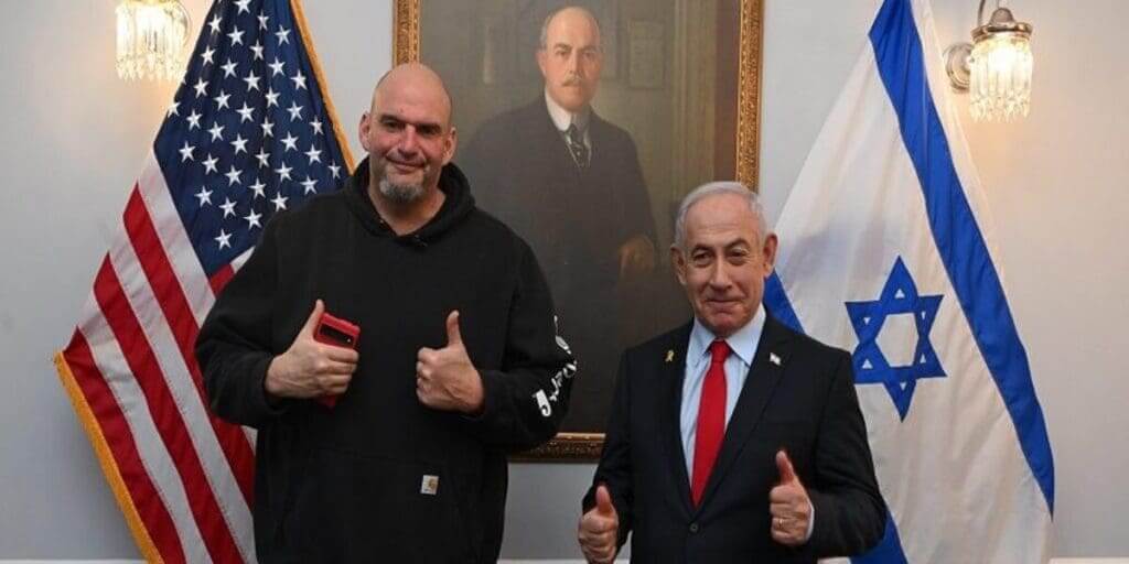 John Fetterman with Benjamin Netanyahu